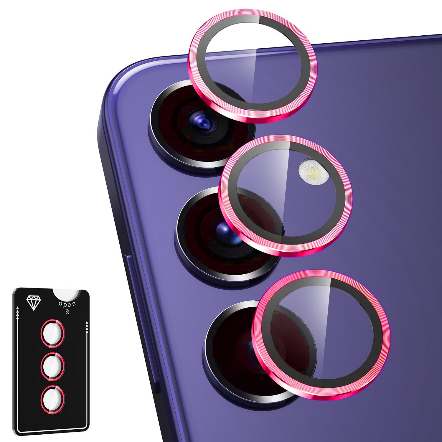 F&uuml;r Samsung Galaxy S25 Ultra 5G Aluminium Ring + H9 Hart Glas Rot 