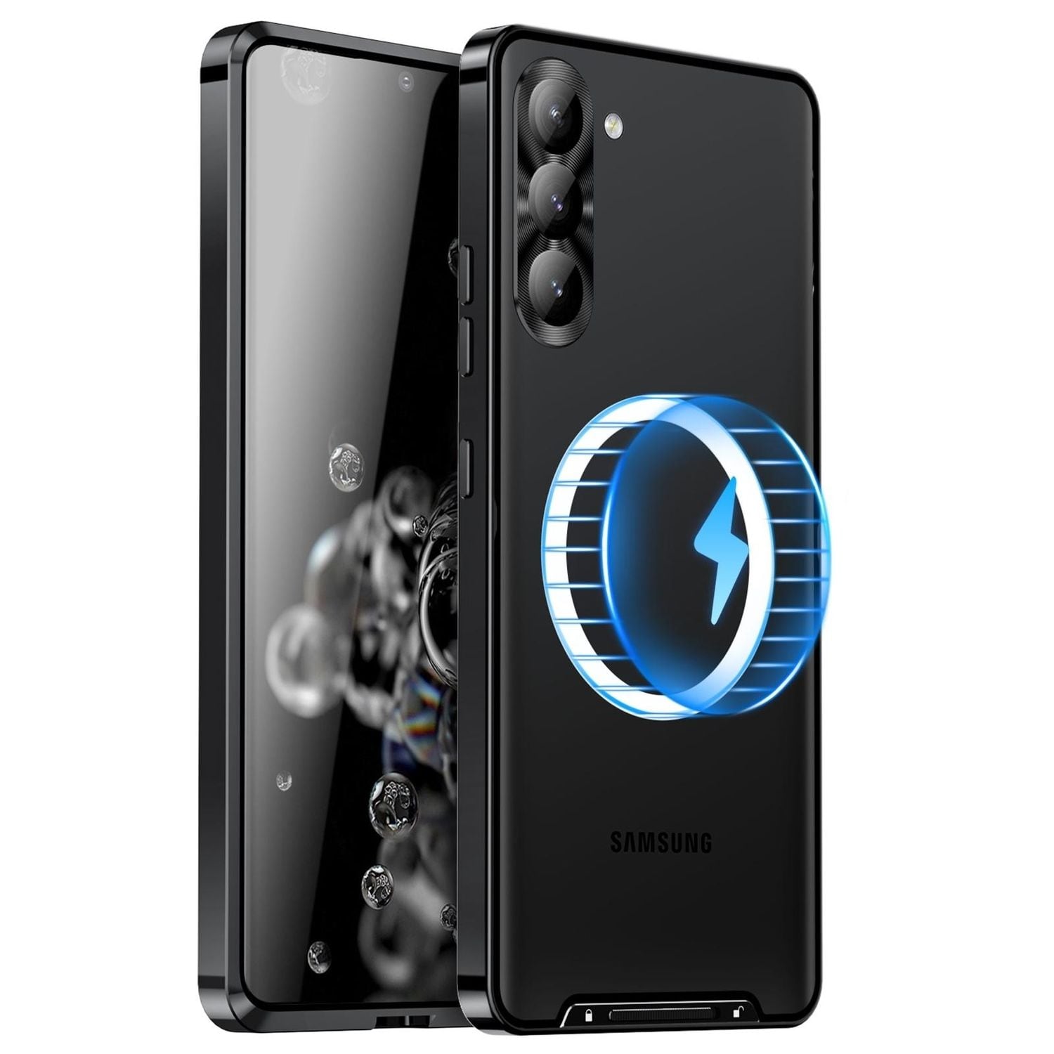 F&uuml;r Samsung Galaxy S25 Plus Magnetische Magsafe Metall H&uuml;lle Schwarz 