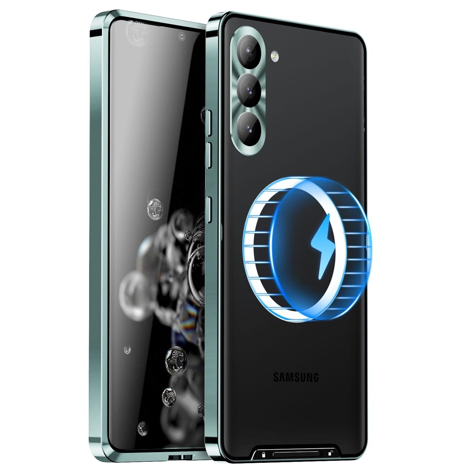 Für Samsung Galaxy S25 Plus 5G Magnetische Magsafe Frosted Metall Design Schutz Hülle Cover Grün