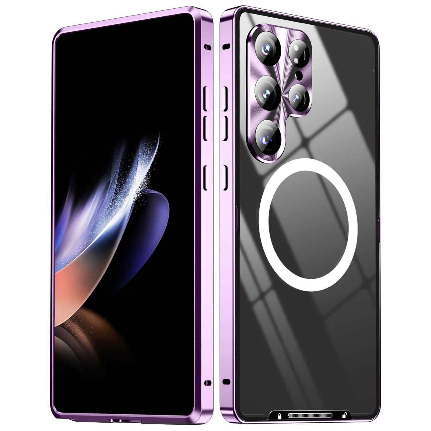 F&uuml;r Samsung Galaxy S25 Ultra Magnetische Magsafe Metall H&uuml;lle Lila 