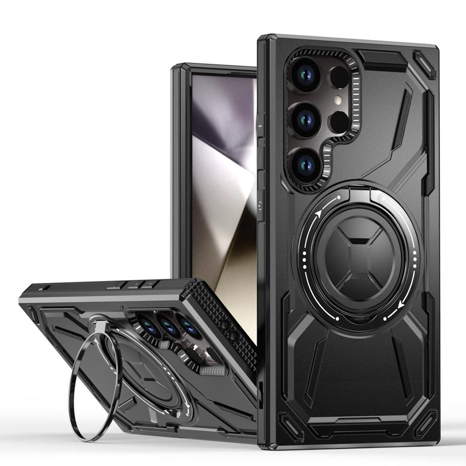 F&uuml;r Samsung Galaxy S25 Ultra Armor MagSafe Magnet Ring H&uuml;lle Schwarz 