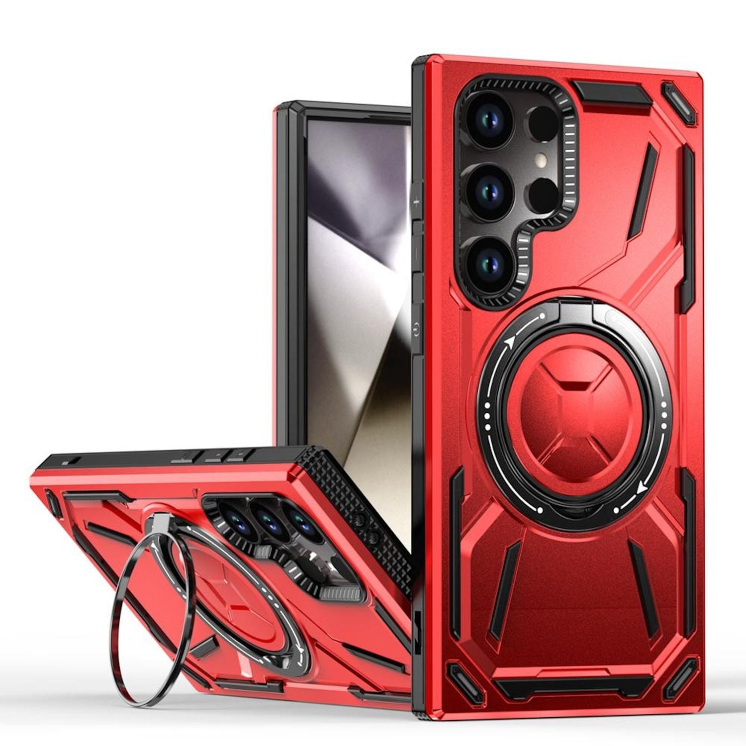 F&uuml;r Samsung Galaxy S25 Ultra Armor II MagSafe Magnet Ring H&uuml;lle Rot 