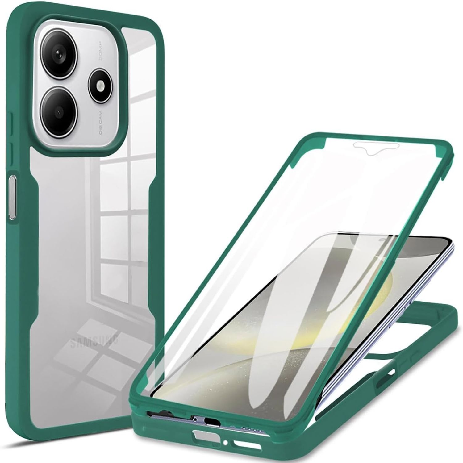 F&uuml;r Xiaomi Redmi Note 14 5G Full 360 Acrylic Hybrid TPU H&uuml;lle D- Gr&uuml;n 