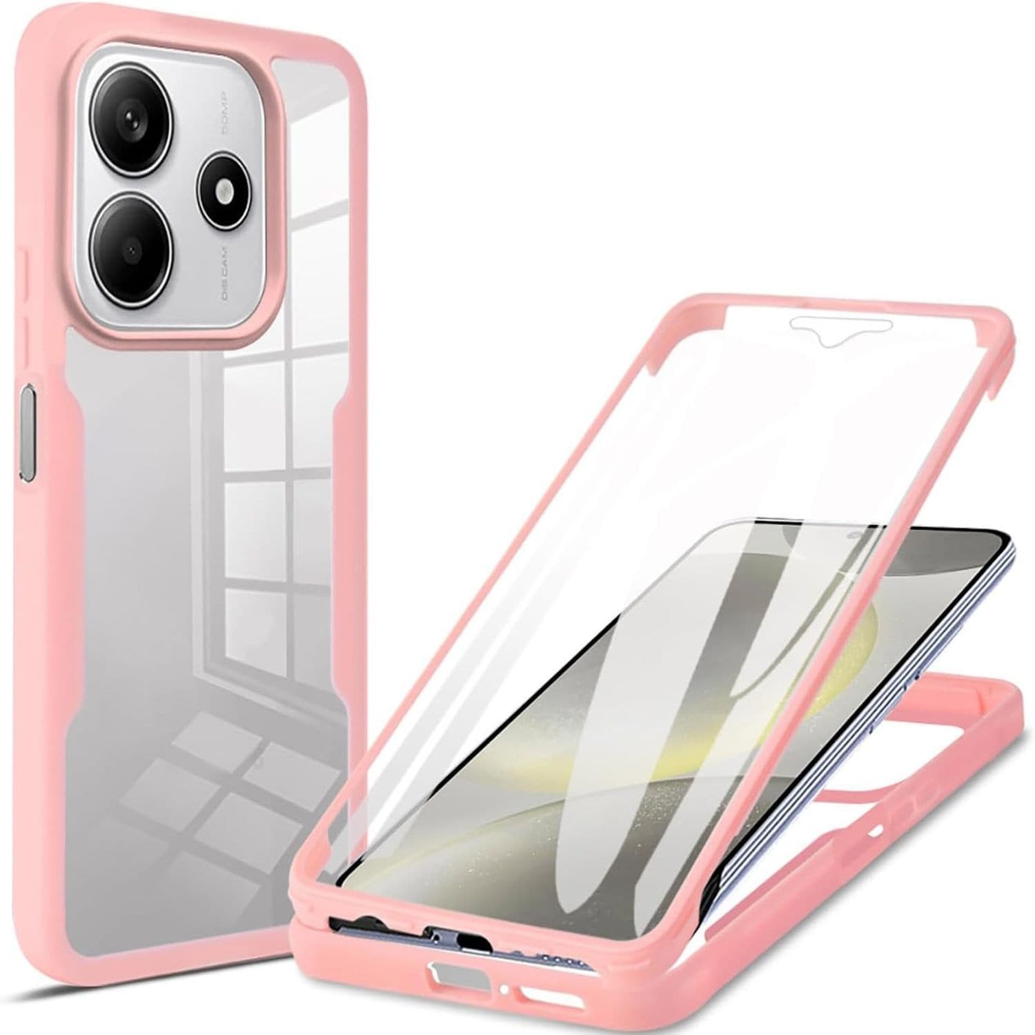 F&uuml;r Xiaomi Redmi Note 14 5G Full 360 Grad Acrylic Hybrid TPU H&uuml;lle Rosa 