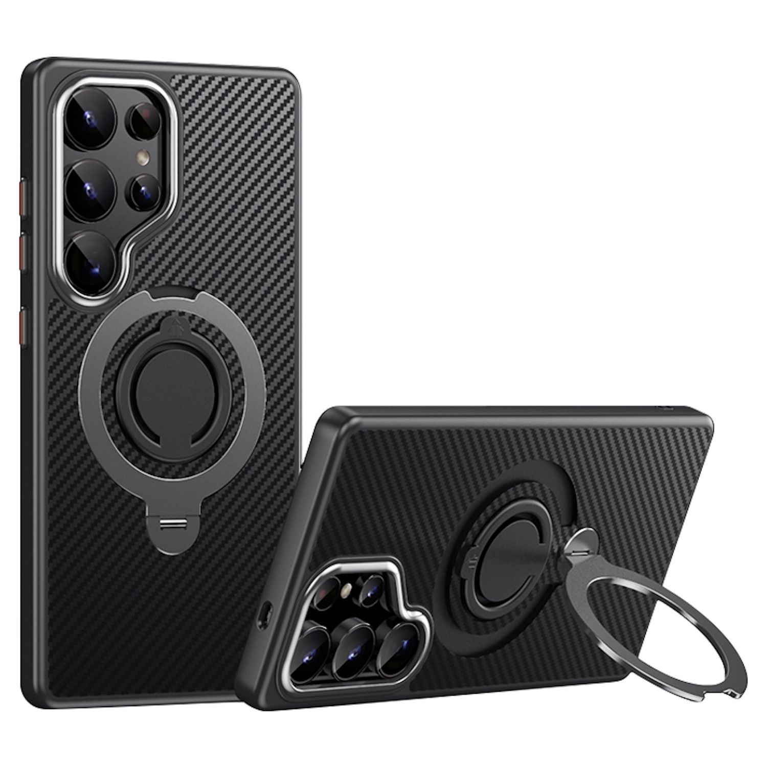 F&uuml;r Samsung Galaxy S25 Ultra MagSafe Carbon Design TPU 360 Ring H&uuml;lle 