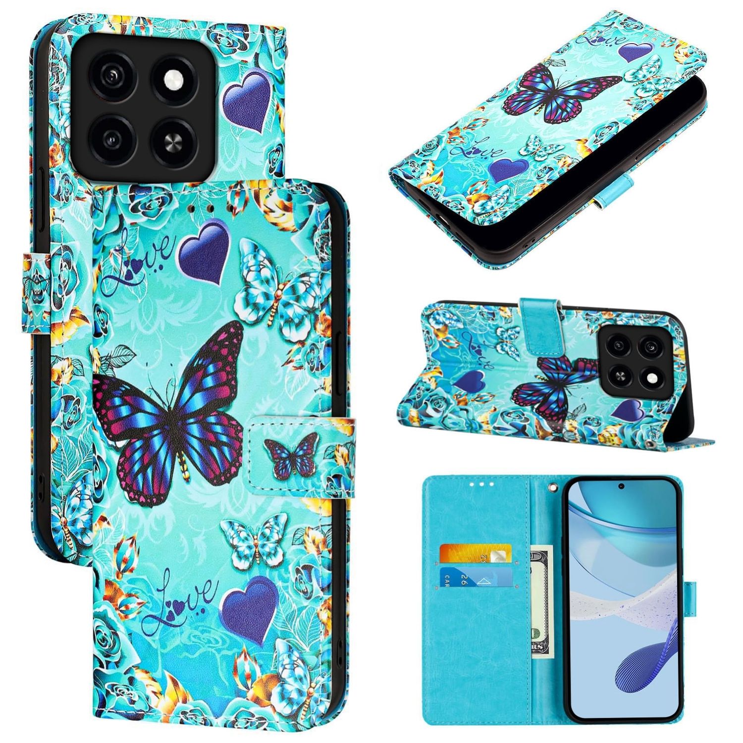 F&uuml;r ZTE Blade A35 / A55 Kunstleder Tasche H&uuml;lle Wallet Design Motiv 4 