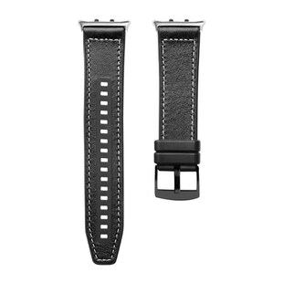 Für Honor Watch 5 Hochwertiges Leder Hybrid Silikon Arm Band Schwarz 