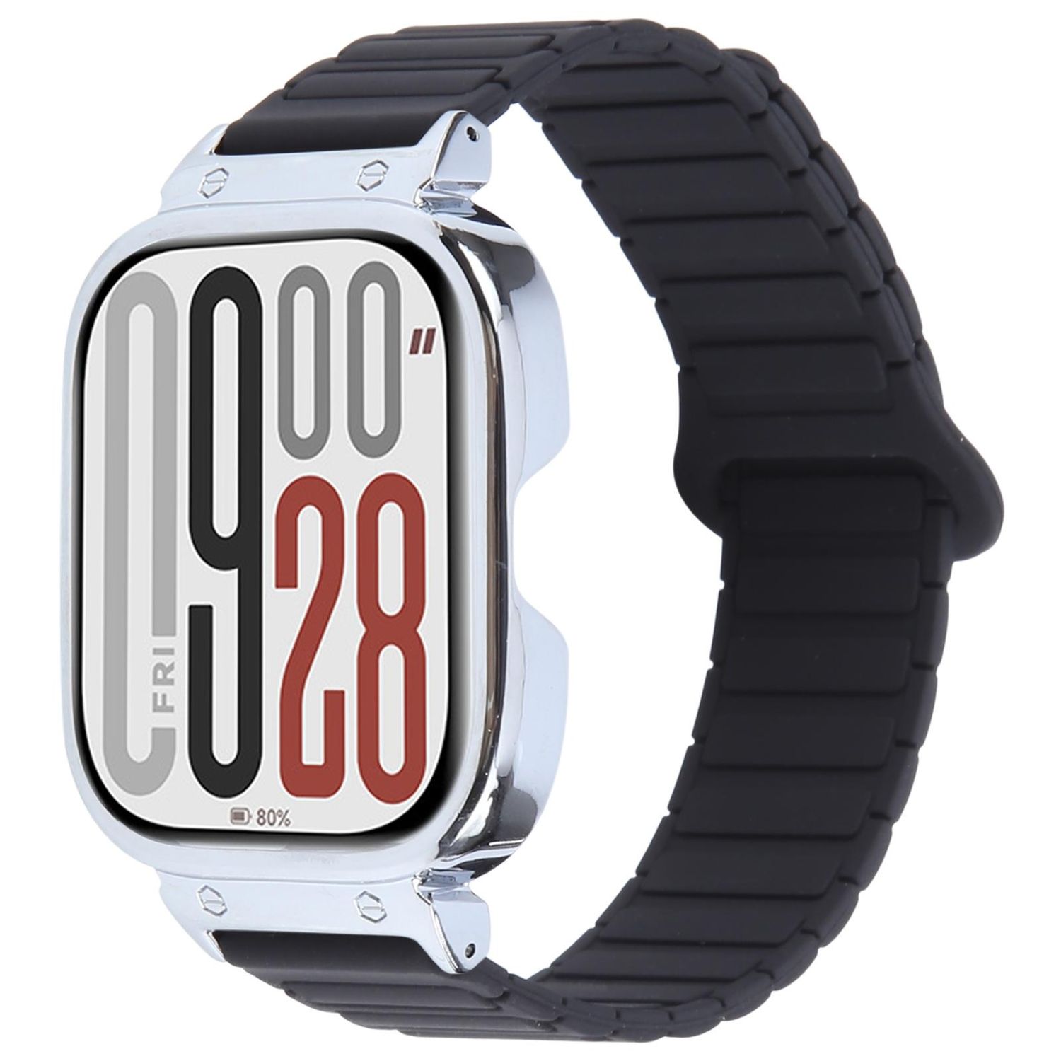 F&uuml;r Xiaomi Redmi Watch 5 / Watch 4 Armband mit Metall Geh&auml;use Schwarz 