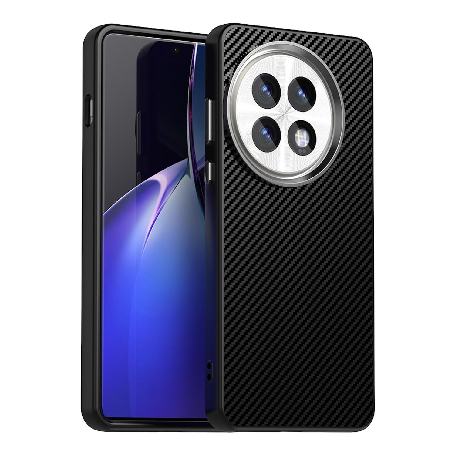F&uuml;r OnePlus 13 Carbon Faser IMD Series Design Schutz H&uuml;lle Schwarz 