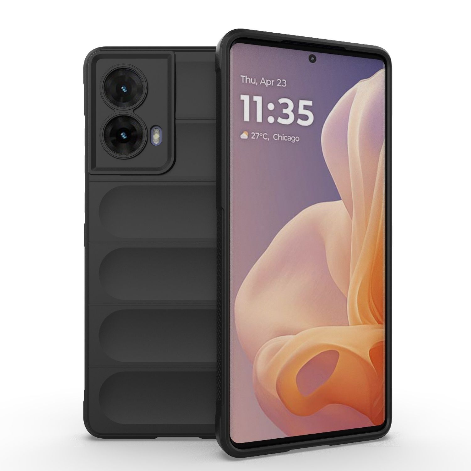 F&uuml;r Motorola Moto G85 5G Magic Shield TPU Handy H&uuml;lle Flanell Schwarz 