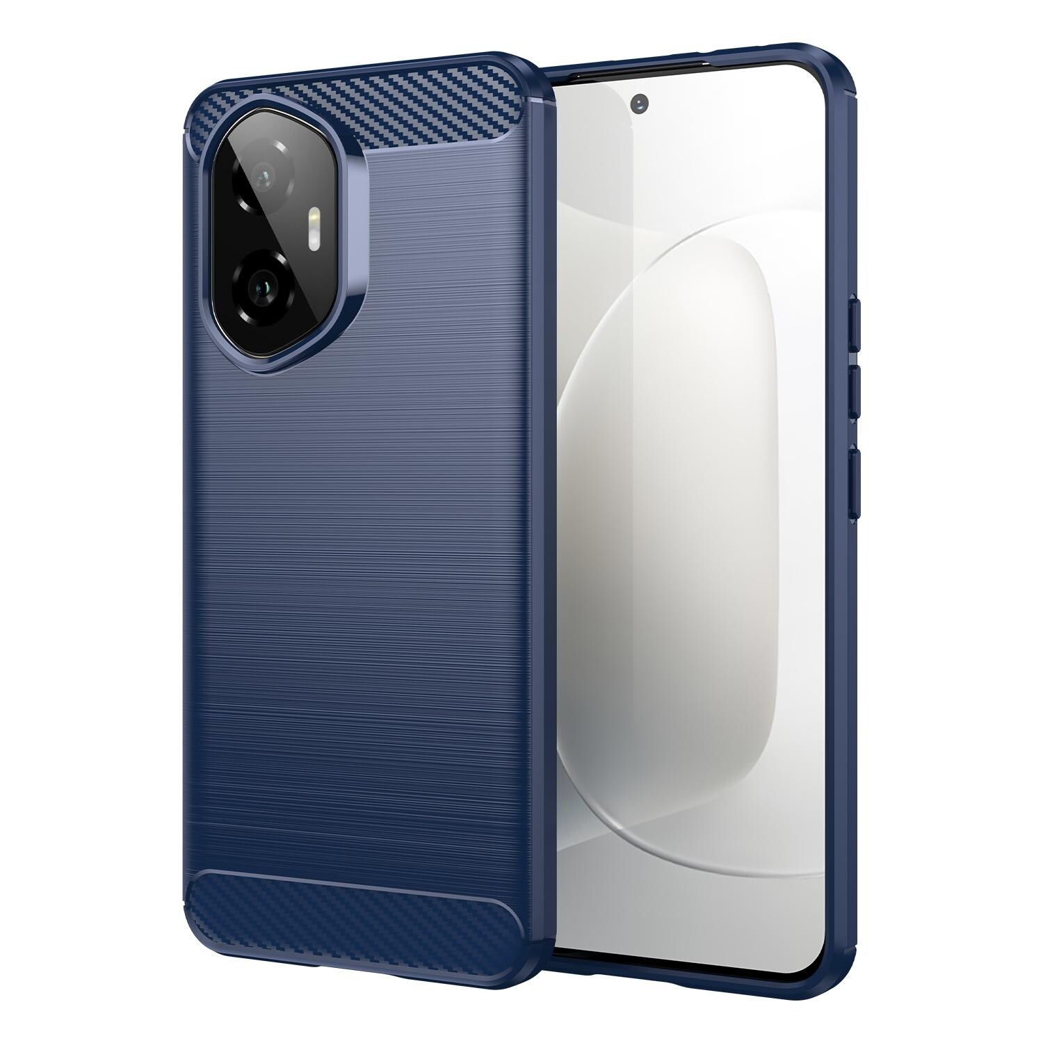 F&uuml;r Honor 300 Carbon Faser Brushed Design Textur TPU Handy H&uuml;lle Blau 