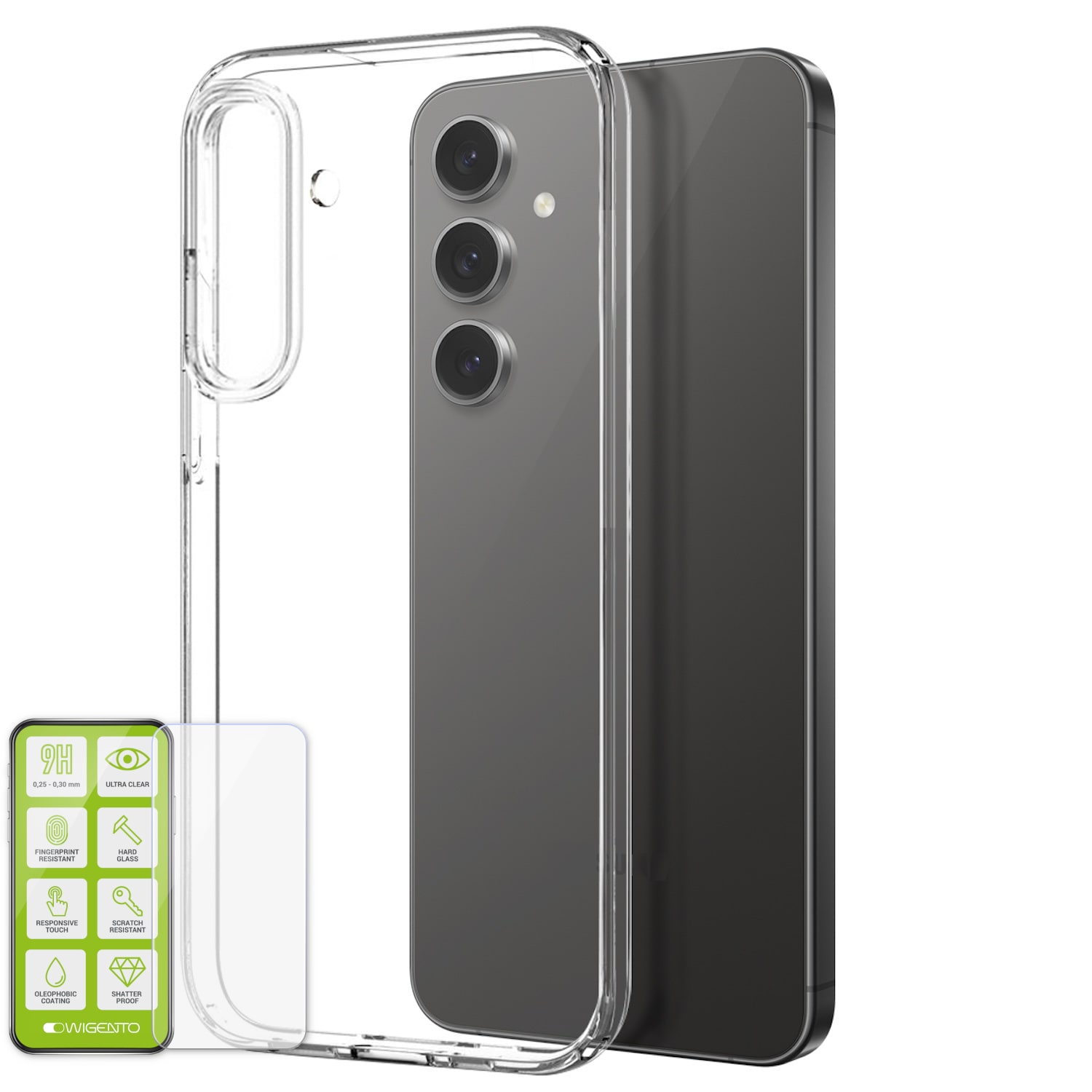 F&uuml;r Samsung Galaxy S25 Silikon TPU Handy H&uuml;lle Transparent + Hart Glas 