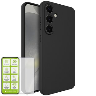 Für Samsung Galaxy S25 Plus Silikon TPU Hülle Schwarz + 9H Hart Glas 