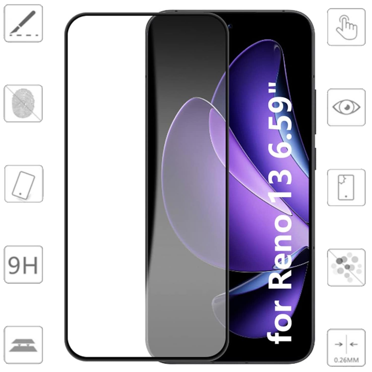 F&uuml;r Oppo Reno 13 5G 1x 3D Premium Display H9 0,3mm Hart Glas Schutz 