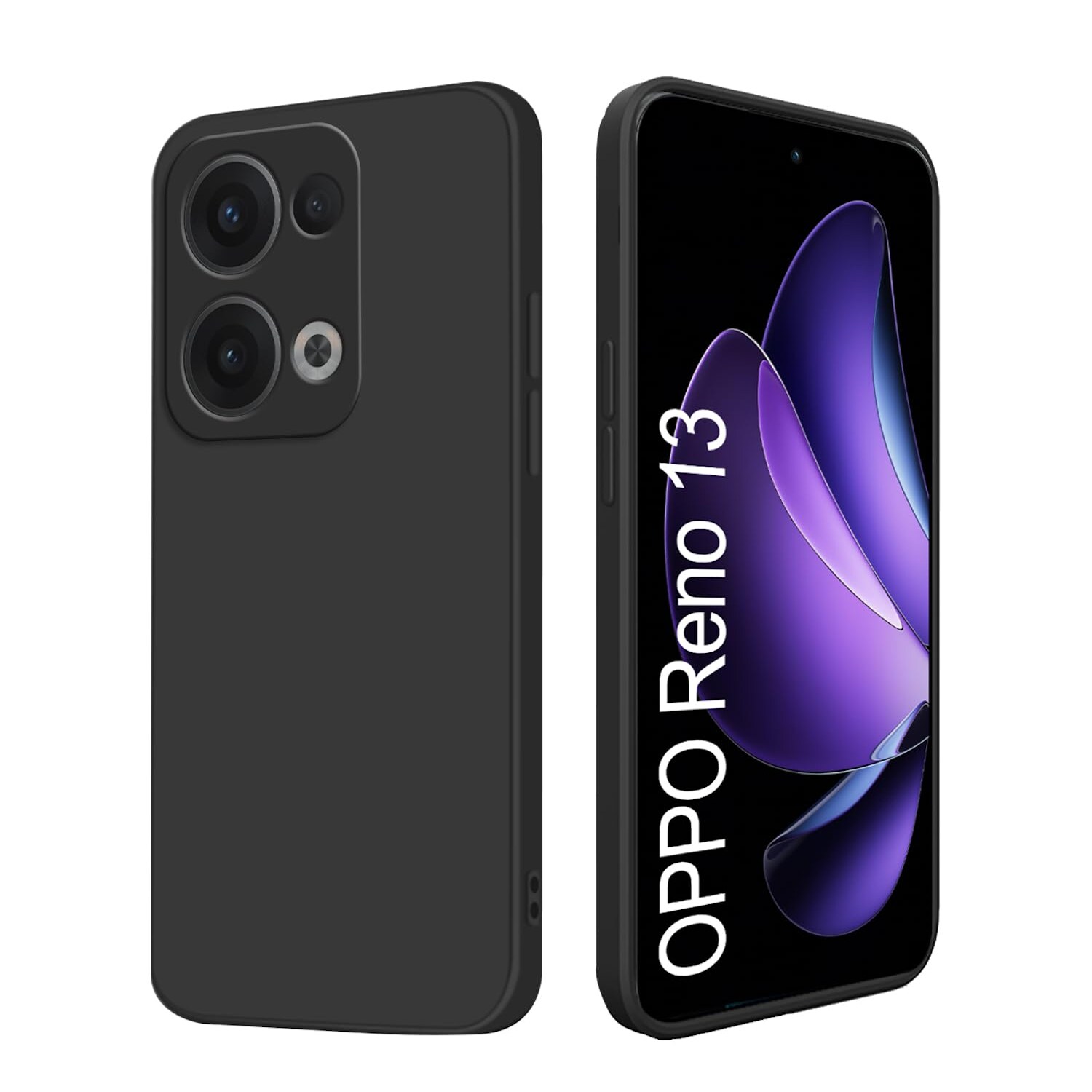 F&uuml;r Oppo Reno 13 5G Silikon TPU Schutz Handy H&uuml;lle Cover d&uuml;nn Schwarz 