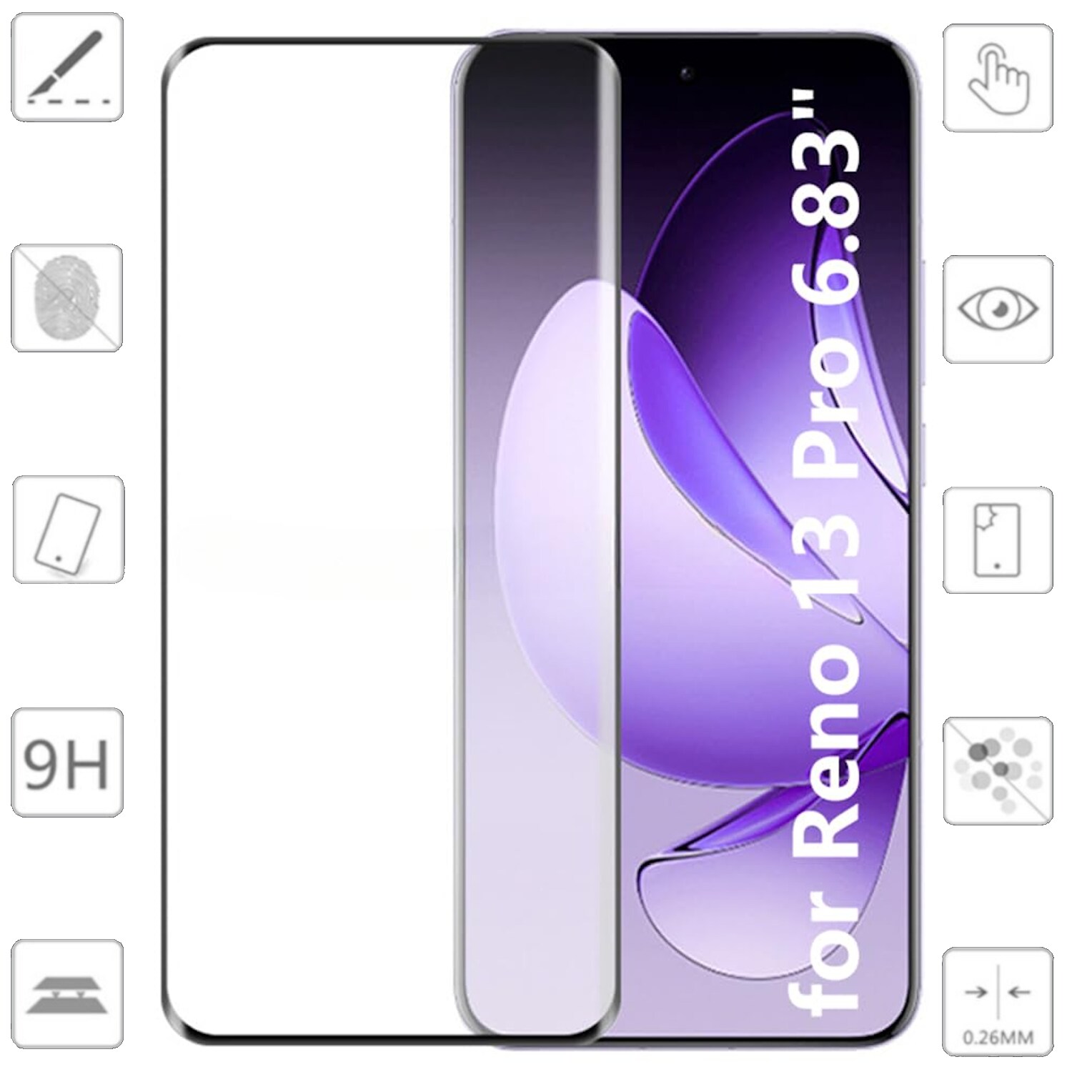F&uuml;r Oppo Reno 13 Pro 5G 2x 4D LCD Full Curved H9 Hart Glas Schutz 