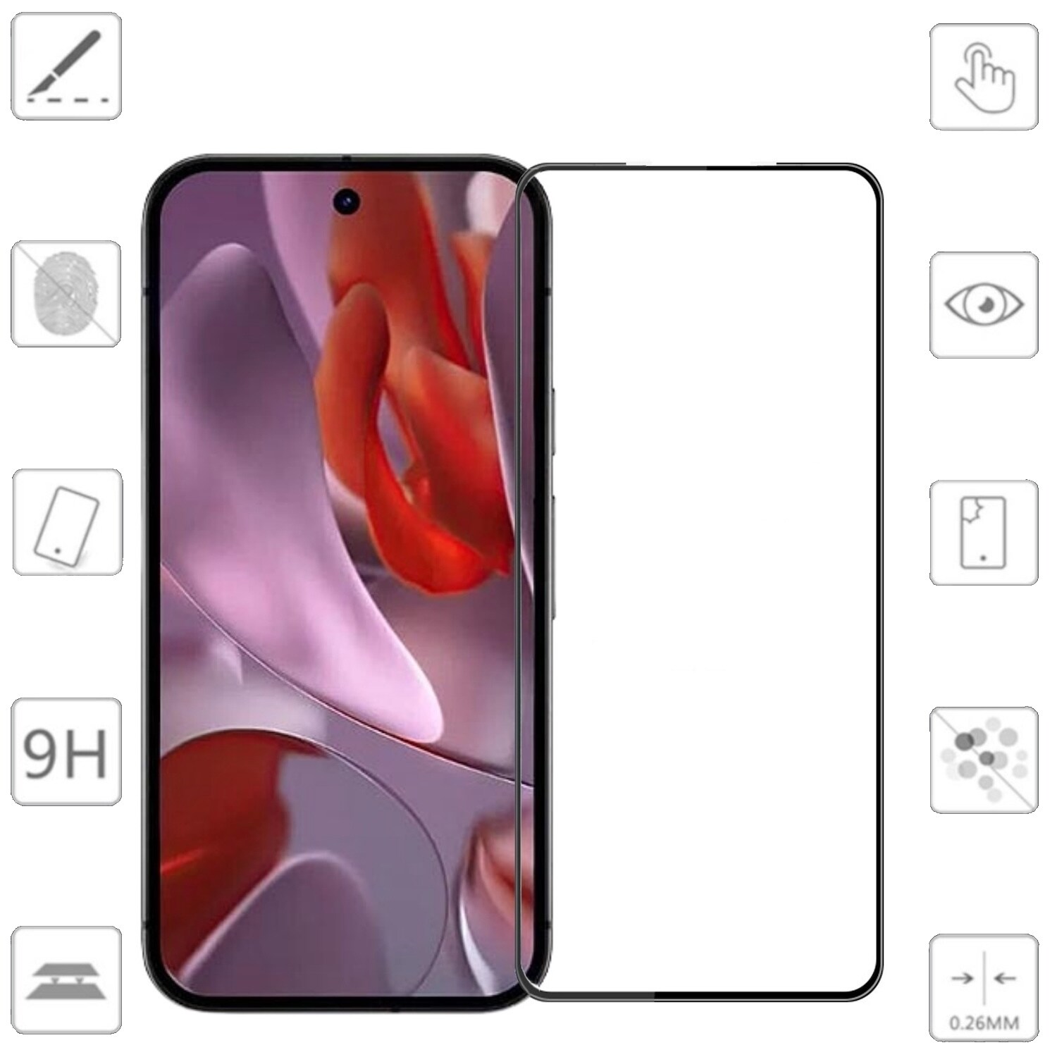 F&uuml;r Google Pixel 9a 1x 3D Premium Display H9 0,3mm Hart Glas Schutz 