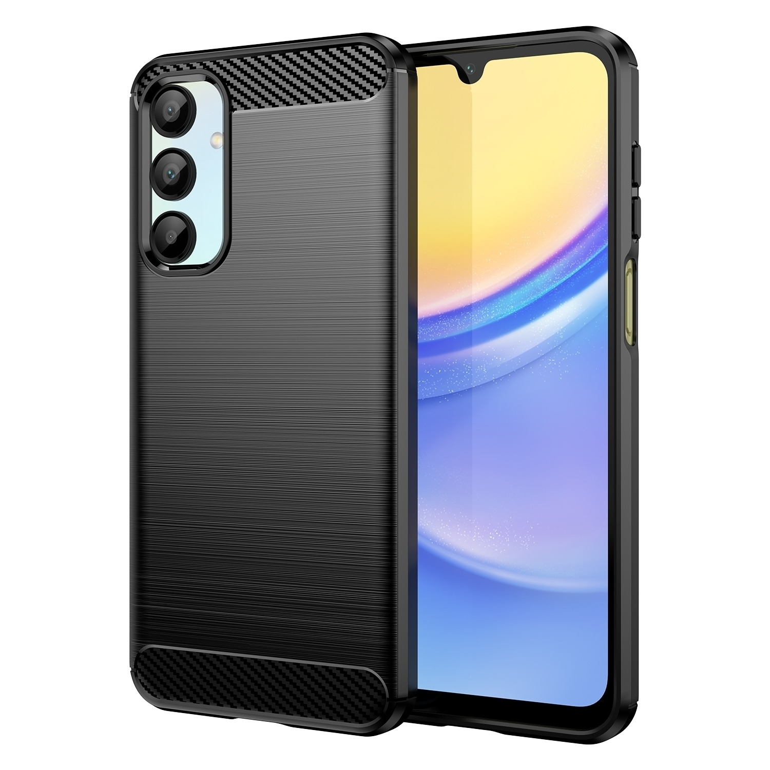 F&uuml;r Samsung Galaxy A56 / A36 Carbon Design Textur TPU H&uuml;lle Schwarz 