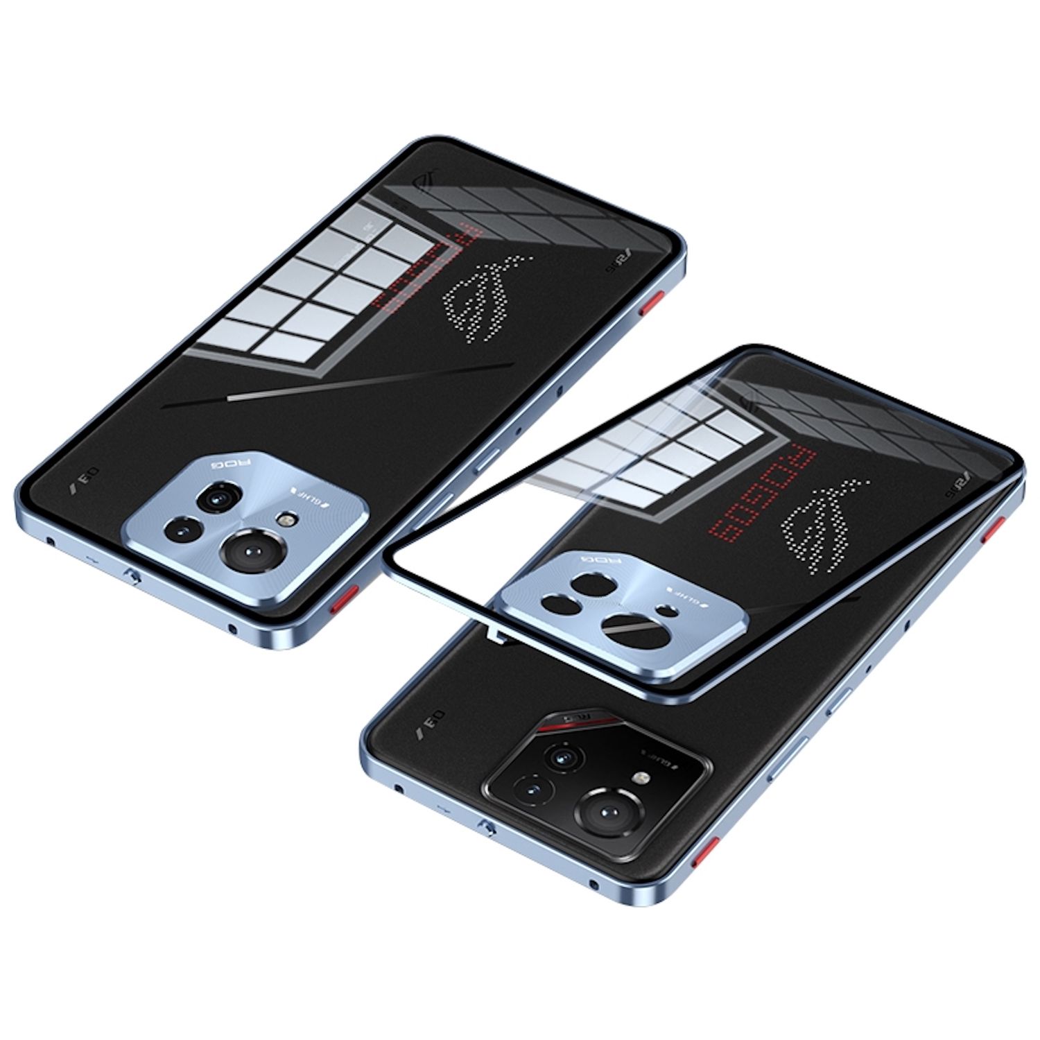 F&uuml;r Asus ROG Phone 9 / 9 Pro Snap Metall Rahmen Mattierte H&uuml;lle Blau 