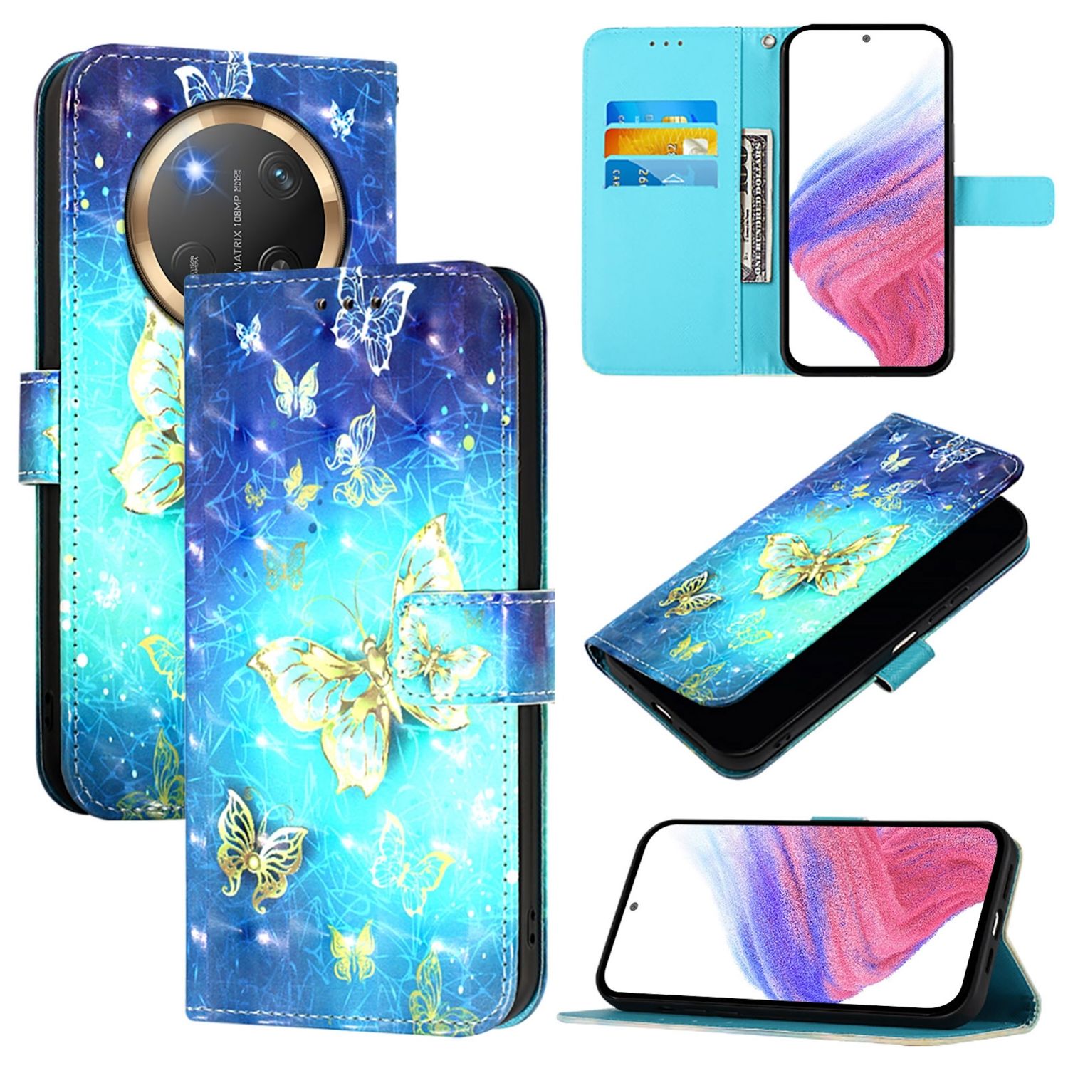 F&uuml;r Honor Magic 7 Lite / X9c Kunstleder Book Wallet Motiv Tasche H&uuml;lle 