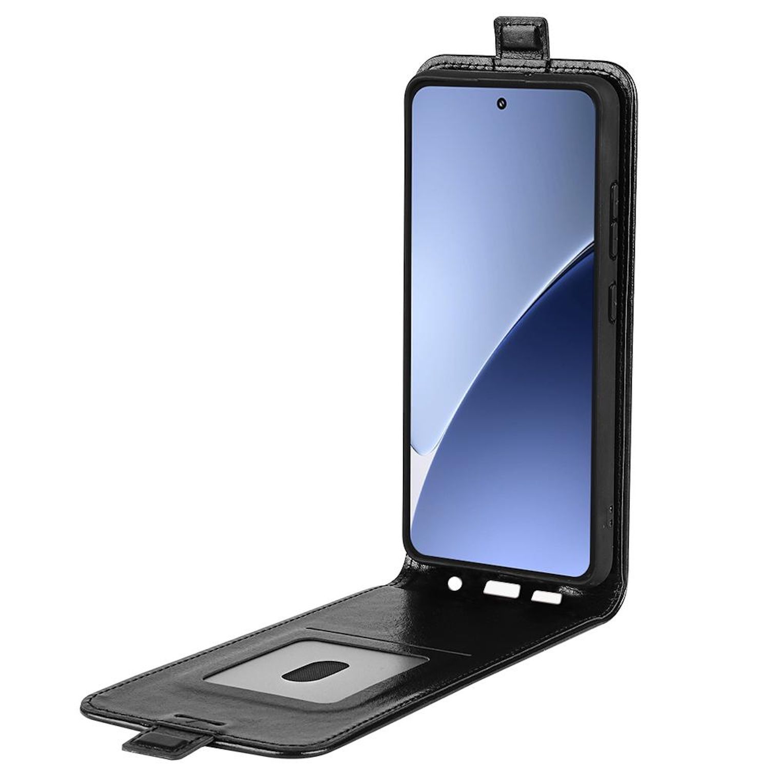 F&uuml;r Xiaomi 15 Pro Vertikale Flip Handy Schutz Tasche H&uuml;lle Schwarz 