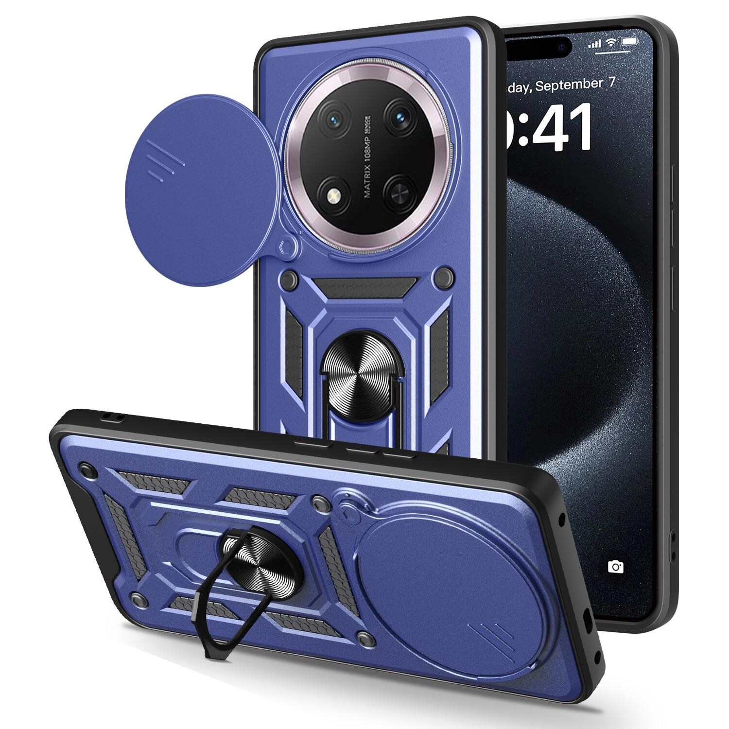 F&uuml;r Honor Magic 7 Lite / X9c Sliding Kamera TPU PC Ring H&uuml;lle Blau 