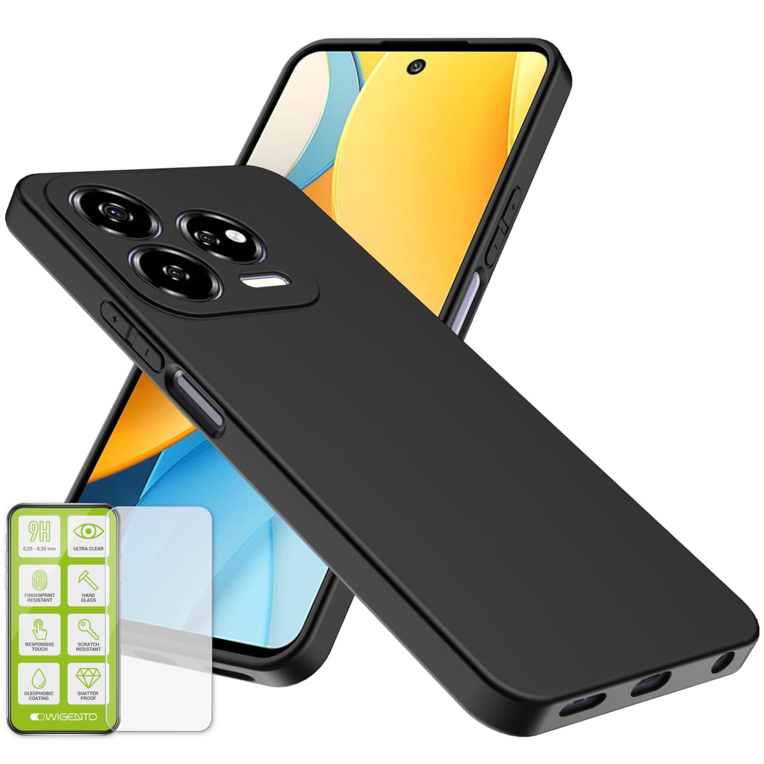 F&uuml;r ZTE Blade V70 Vita Silikon TPU Schutz H&uuml;lle Schwarz + H9 Hart Glas 