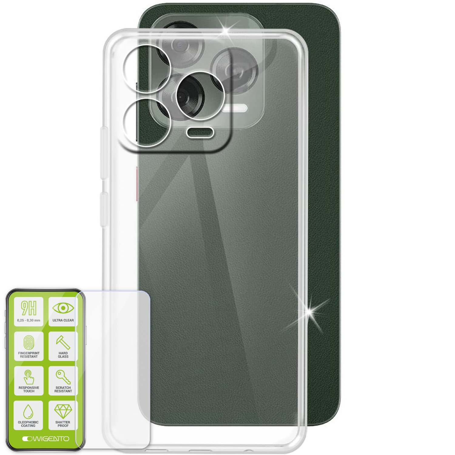 F&uuml;r ZTE Blade V70 Vita Silikon TPU H&uuml;lle Transparent + 9H Hart Glas 