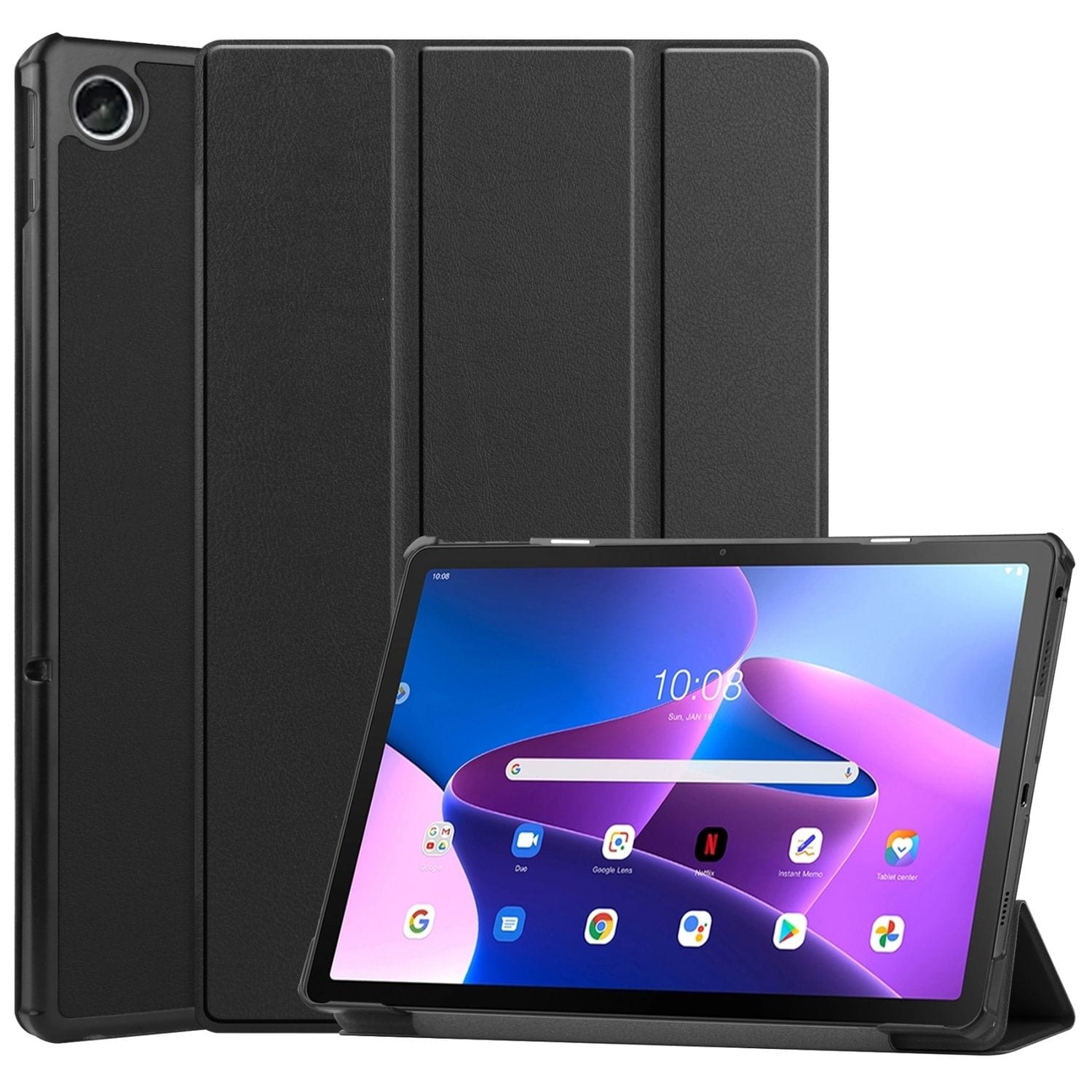 F&uuml;r Lenovo Tab M10 Plus 10.3 Zoll 3folt Wake UP Tasche H&uuml;lle Schwarz 