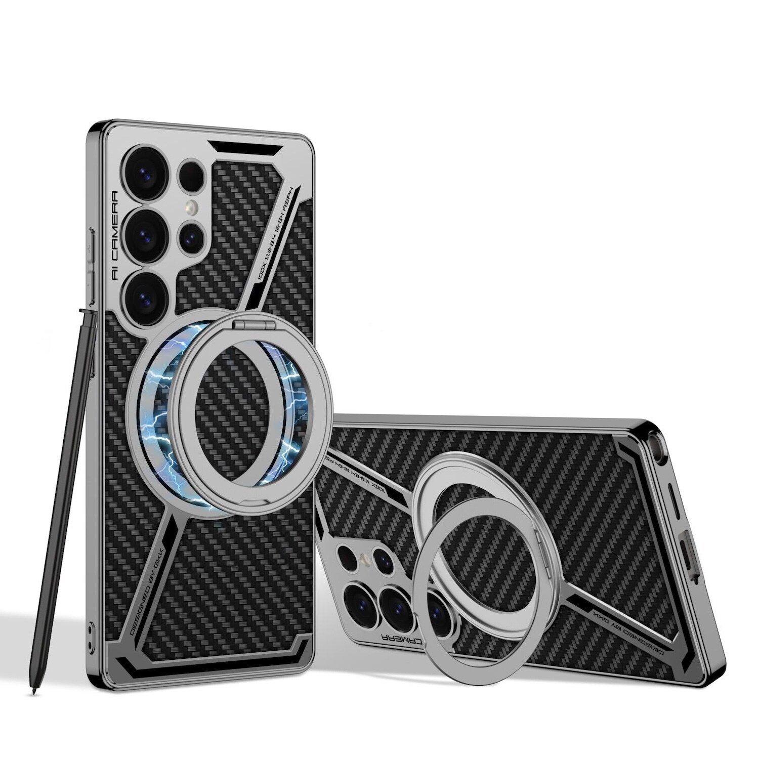 F&uuml;r Samsung Galaxy S25 Ultra GKK Magsafe Z Design Schutz H&uuml;lle Carbon 