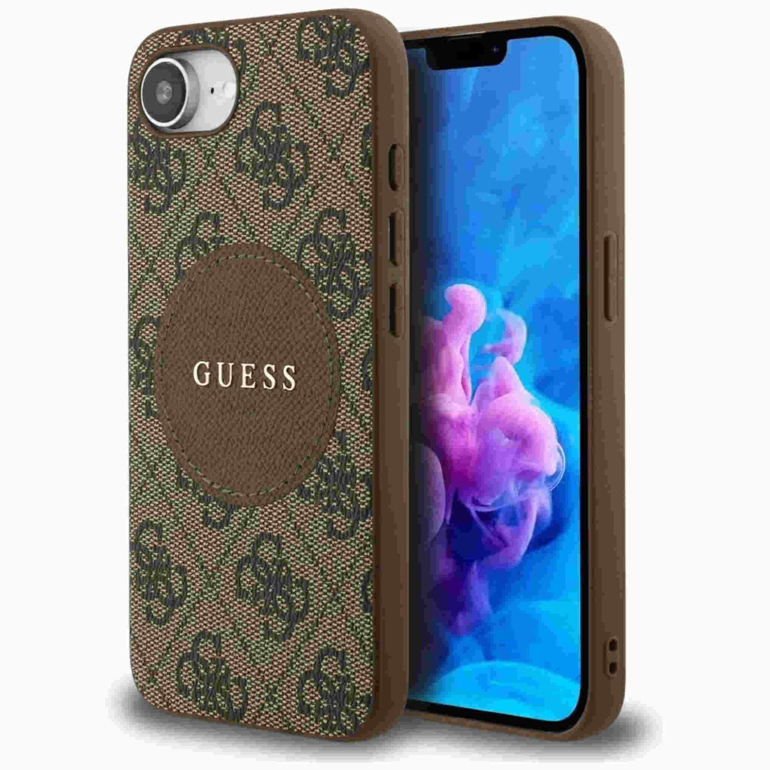 Guess Apple iPhone 16e Circle Classic Logo MagSafe H&uuml;lle Case Braun 