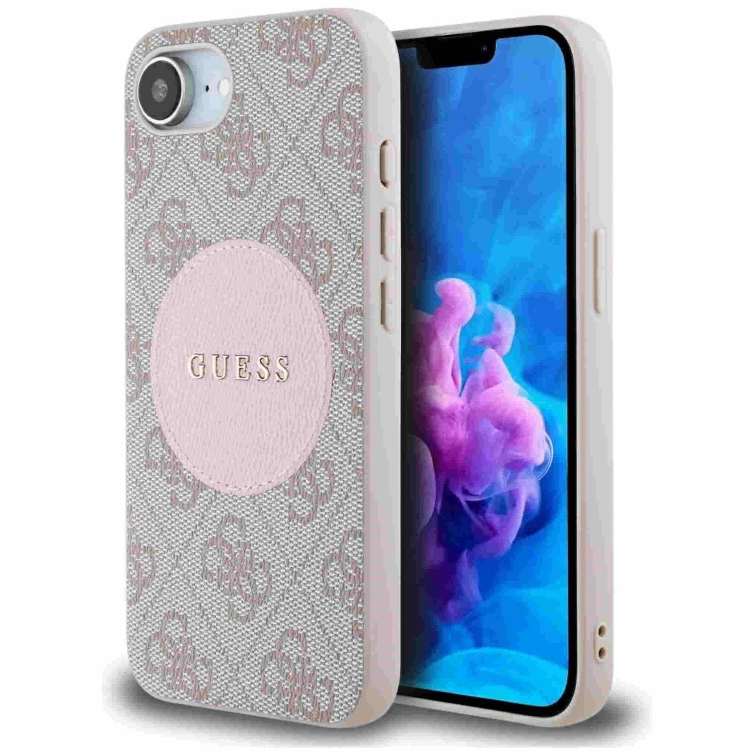 Guess Apple iPhone 16e Circle Classic Logo MagSafe H&uuml;lle Case Rosa 