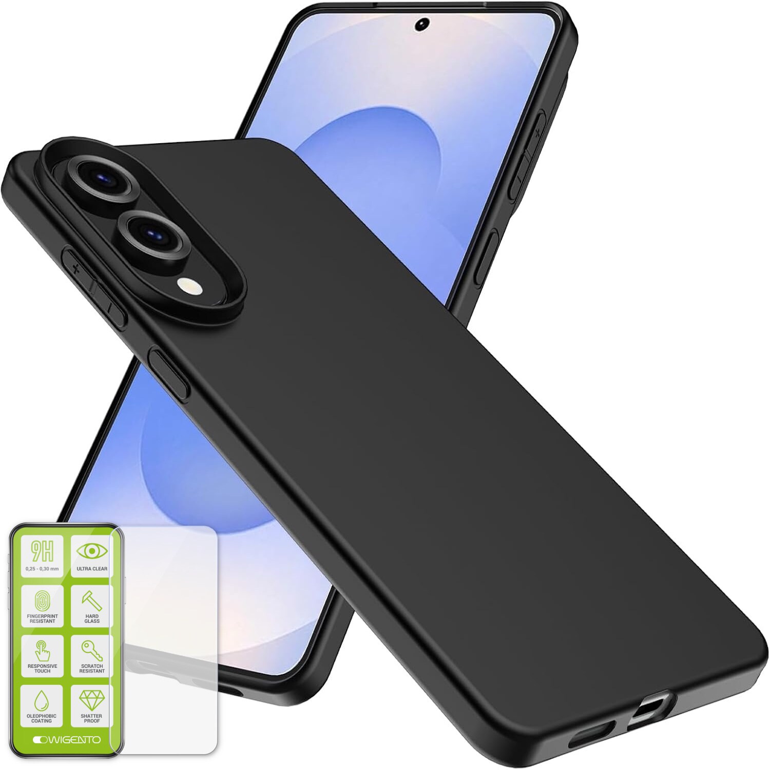 F&uuml;r Samsung Galaxy S25 Edge 5G Silikon TPU H&uuml;lle Schwarz + Hart Glas 