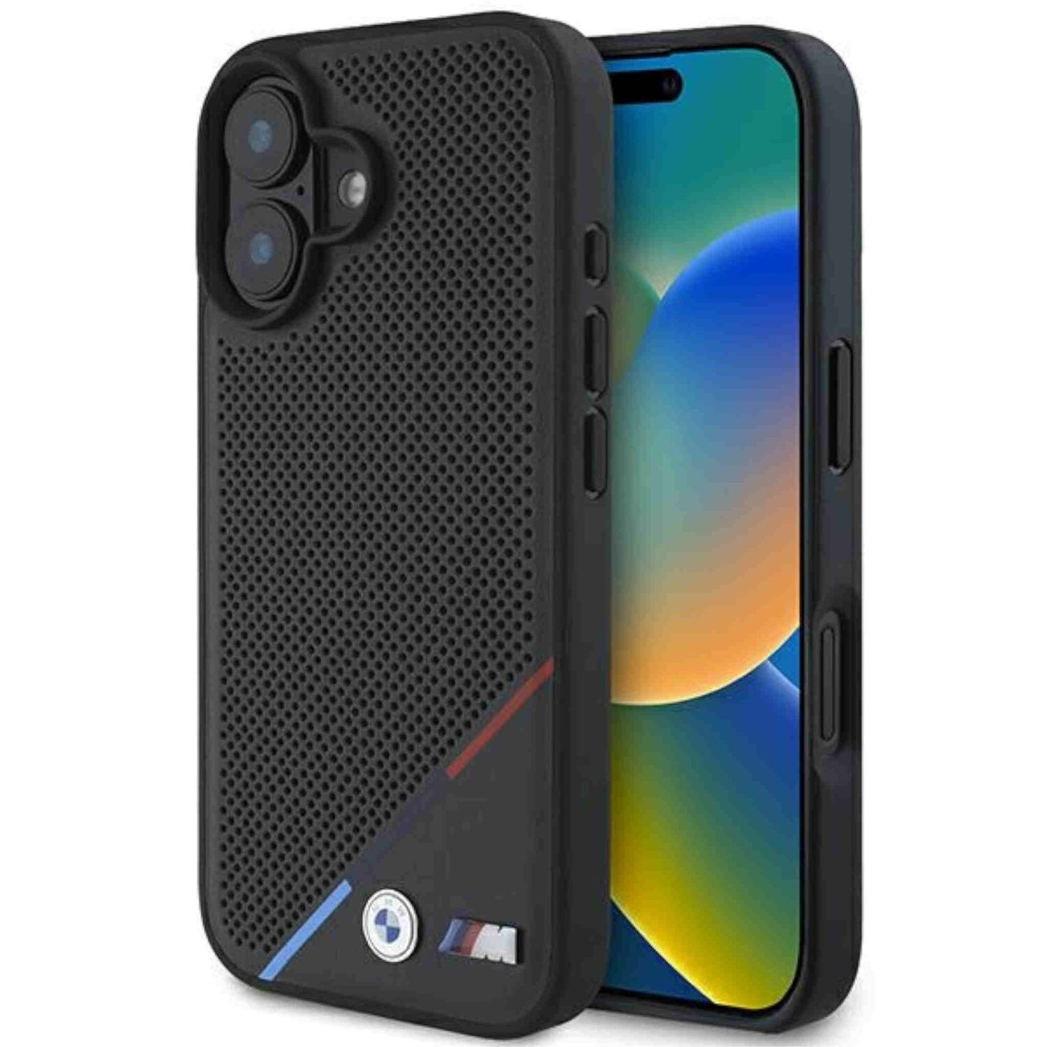 BMW Apple iPhone 16 Plus Perforated Tricolor MagSafe Schutzhülle Case