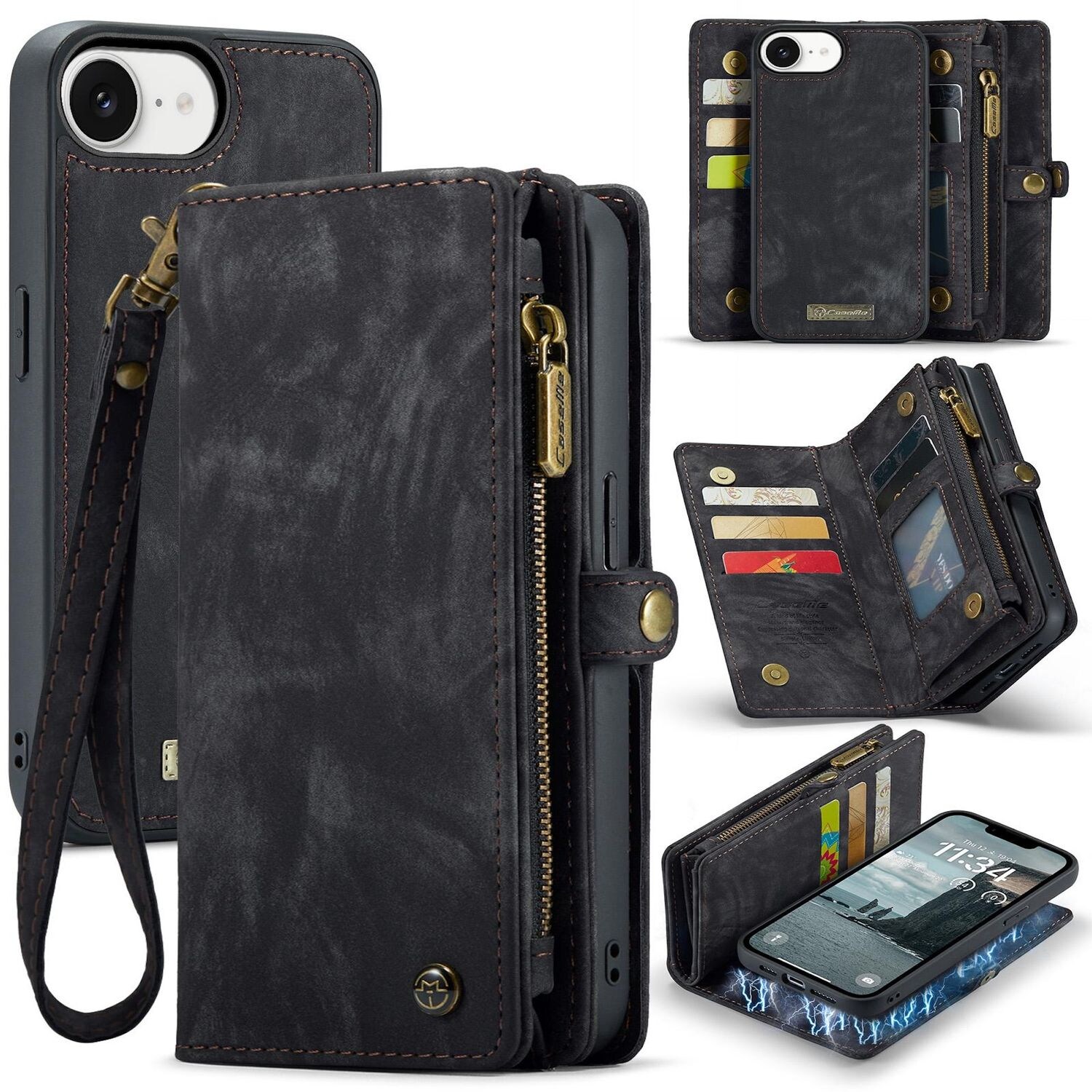 Handyhülle Klapptasche für Apple iPhone 17e / 16e Kunstleder Multifunktion