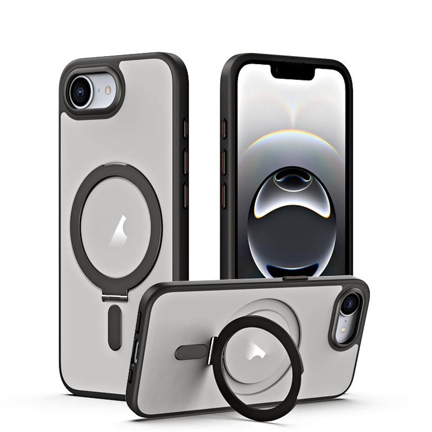 MagSafe f&uuml;r Apple iPhone 17e / 16e Airbag Frosted Schutz Ring Schwarz 