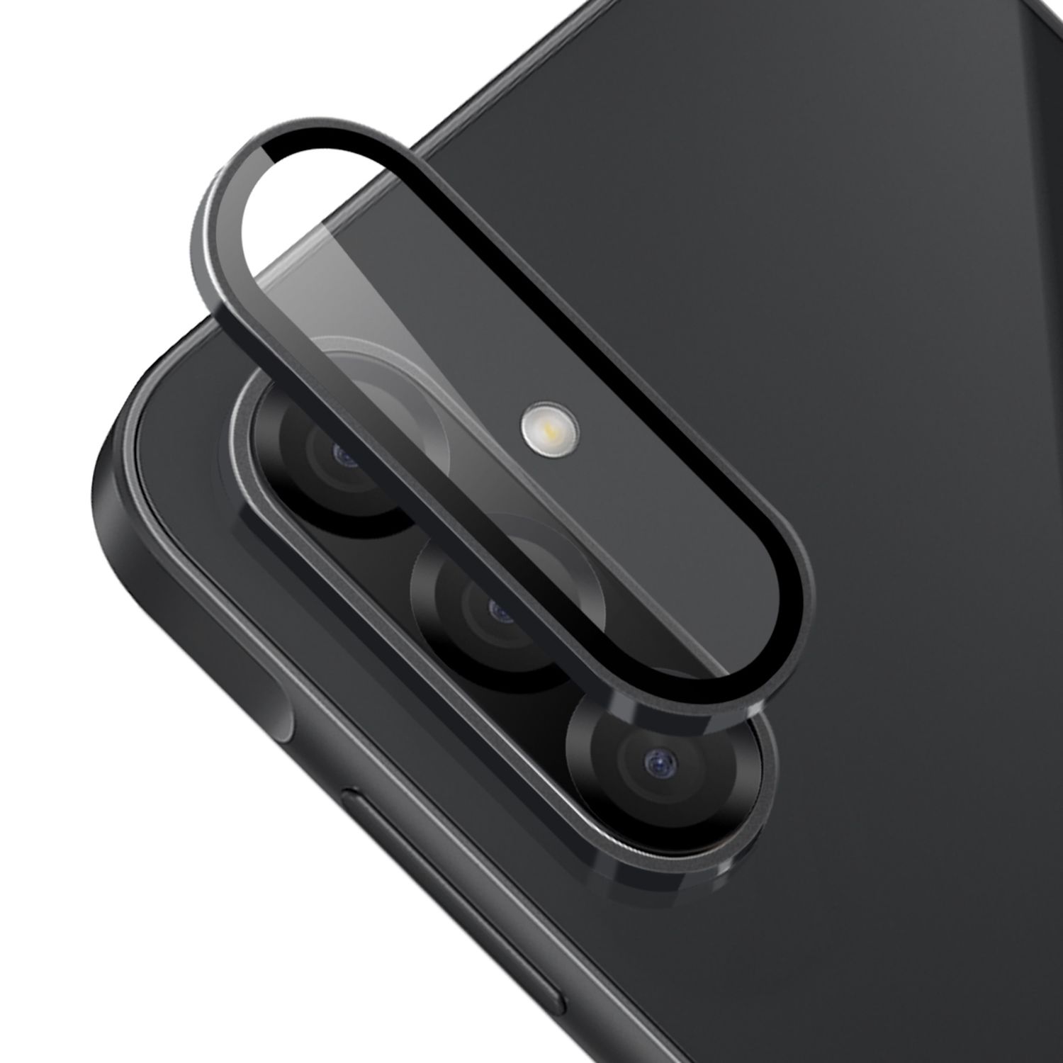 F&uuml;r Samsung Galaxy A26 / A36 / A56 Aluminium Ring + Hart Glas Schwarz 