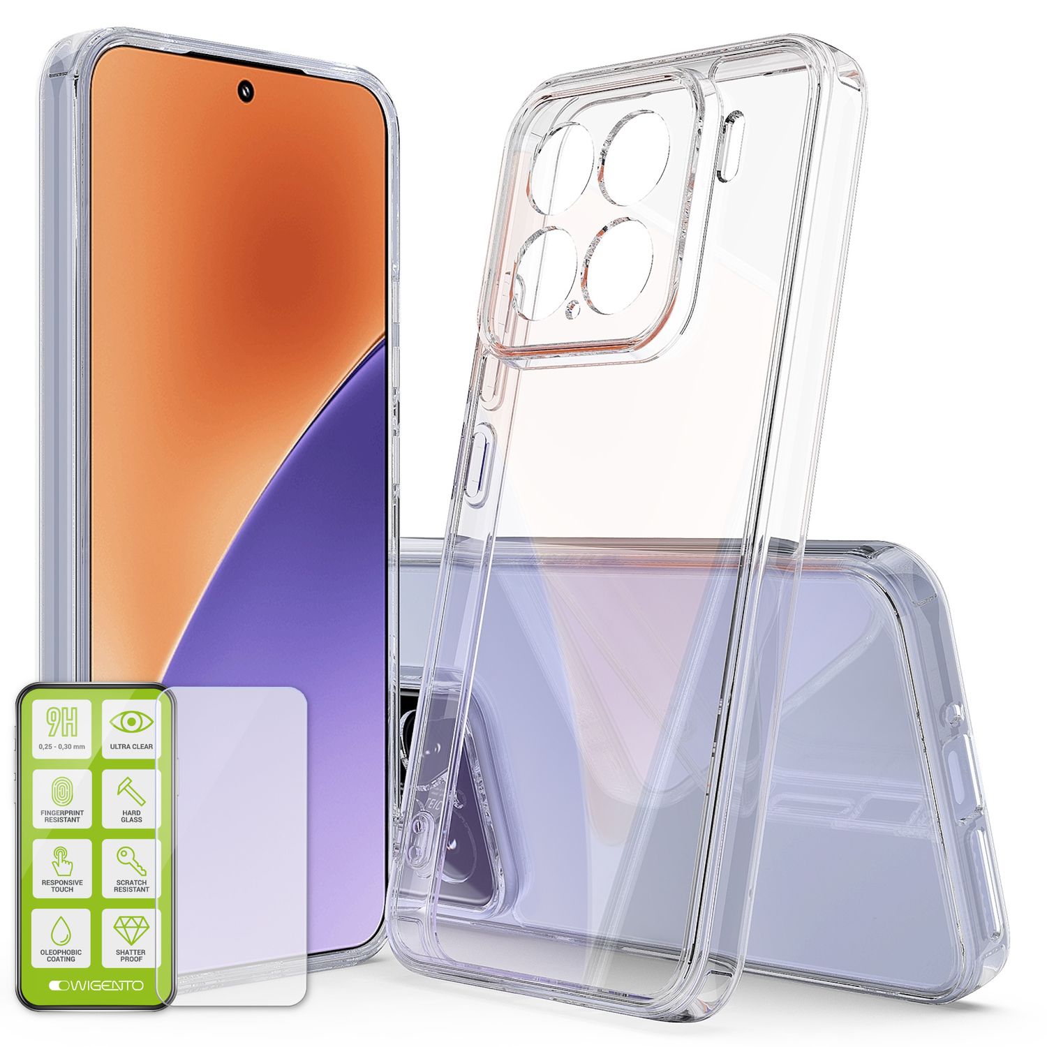 F&uuml;r Xiaomi 15 Silikon TPU Schutz H&uuml;lle Transparent + H9 Hart Glas 
