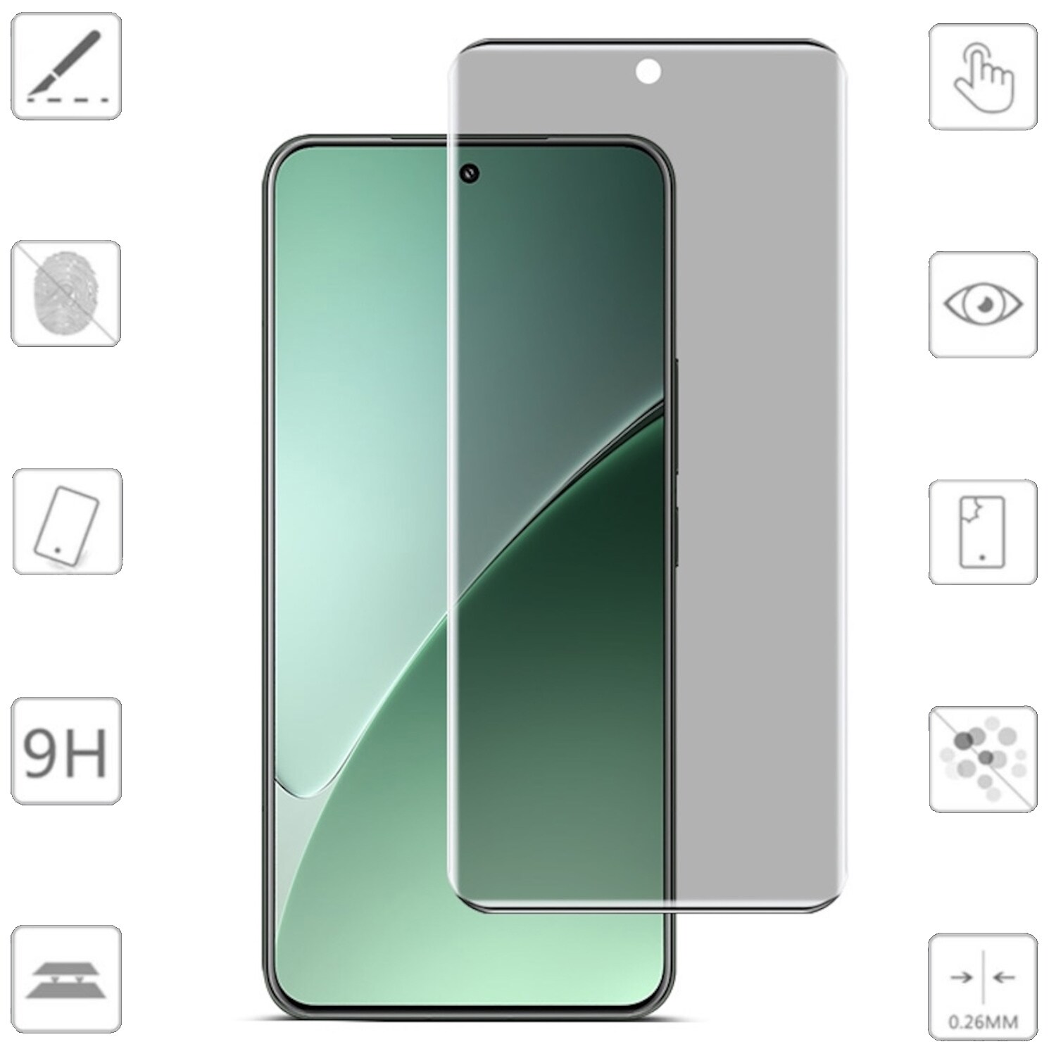 F&uuml;r Xiaomi 15 Pro / 15 Ultra 4D Privacy Full Curved Hart Glas Schutz 