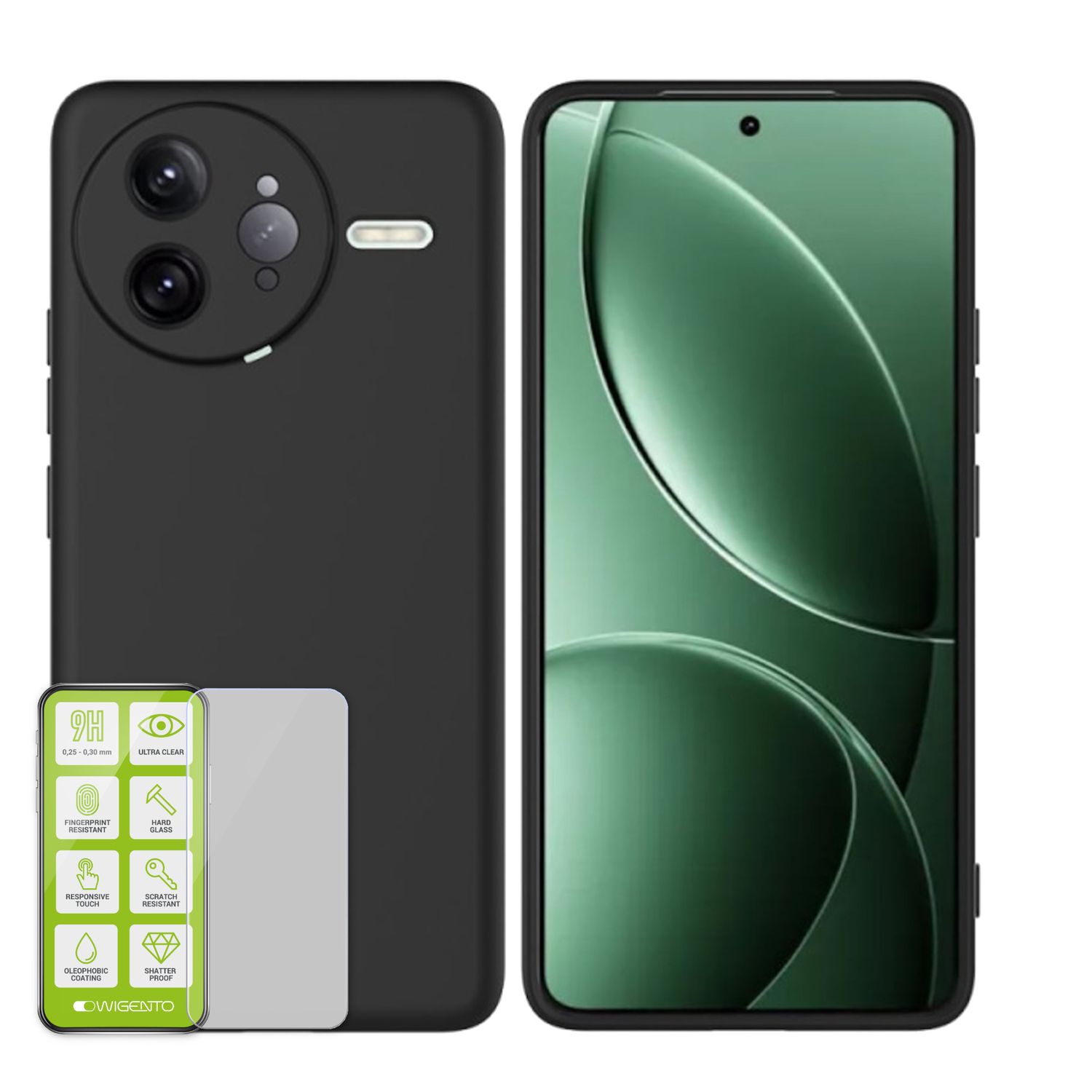 F&uuml;r Xiaomi Poco F7 Ultra Silikon TPU Schutz H&uuml;lle Schwarz + Hart Glas 