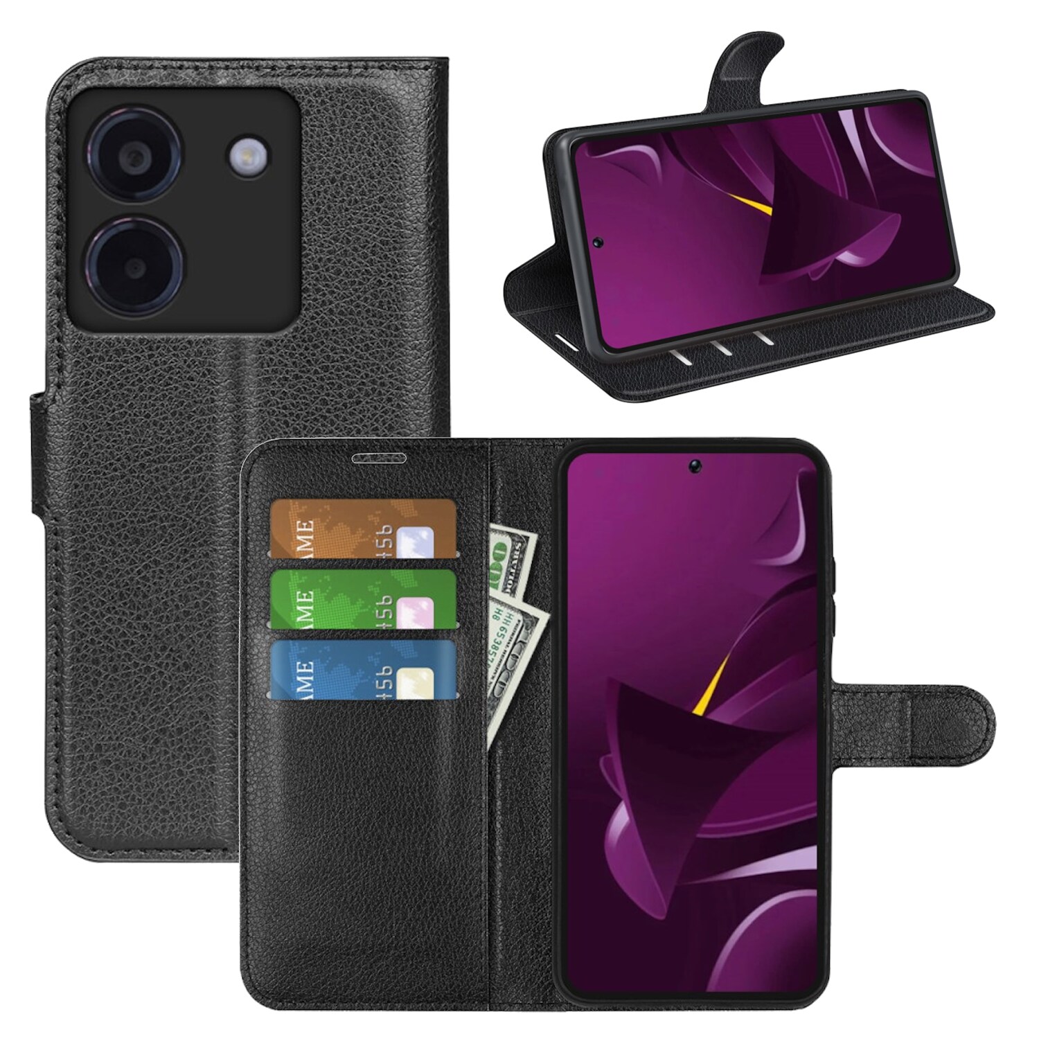 F&uuml;r Xiaomi Poco X7 Pro 5G / Redmi Turbo 4 Kunstleder Wallet H&uuml;lle Case 