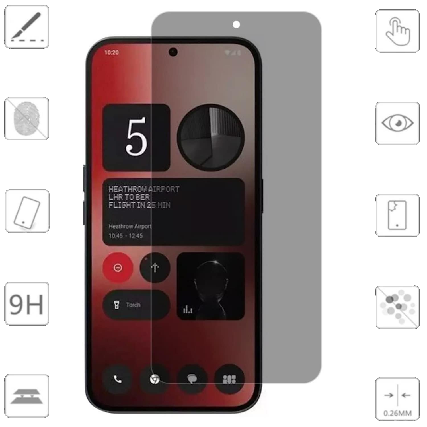 F&uuml;r Nothing Phone 3a / 3a Pro 2x 2.5D 0,26mm Privacy Display Hart Glas 