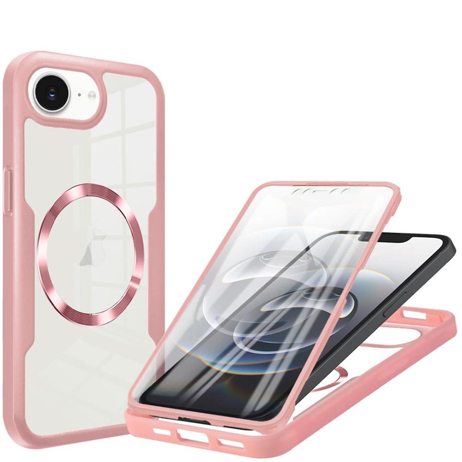 f&uuml;r Apple iPhone 17e / 16e Full 360 Grad Acrylic Hybrid TPU H&uuml;lle Rosa 