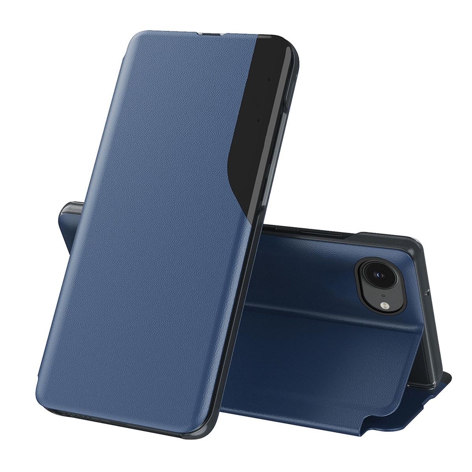 F&uuml;r Apple iPhone 16e Magnetische Flip H&uuml;lle Side Window View Case Blau 