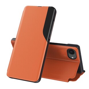 Für Apple iPhone 16e Magnetische Flip Hülle Side Window View Orange 