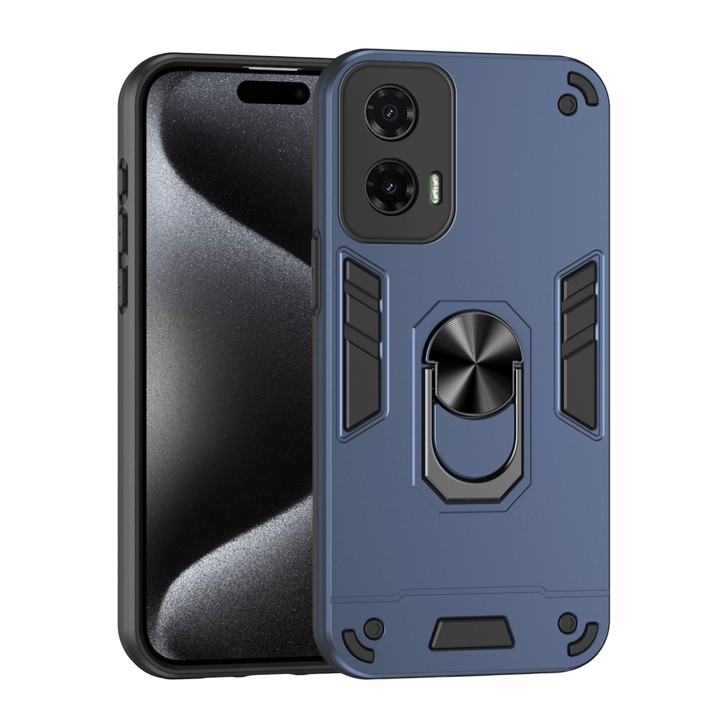 F&uuml;r Motorola Moto G35 Armor Magnet Ring Schutz Handy H&uuml;lle Case Blau 