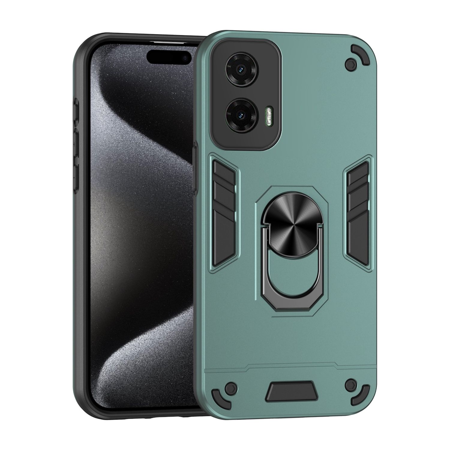 F&uuml;r Motorola Moto G35 Armor Magnet Ring Schutz Handy H&uuml;lle Case Gr&uuml;n 