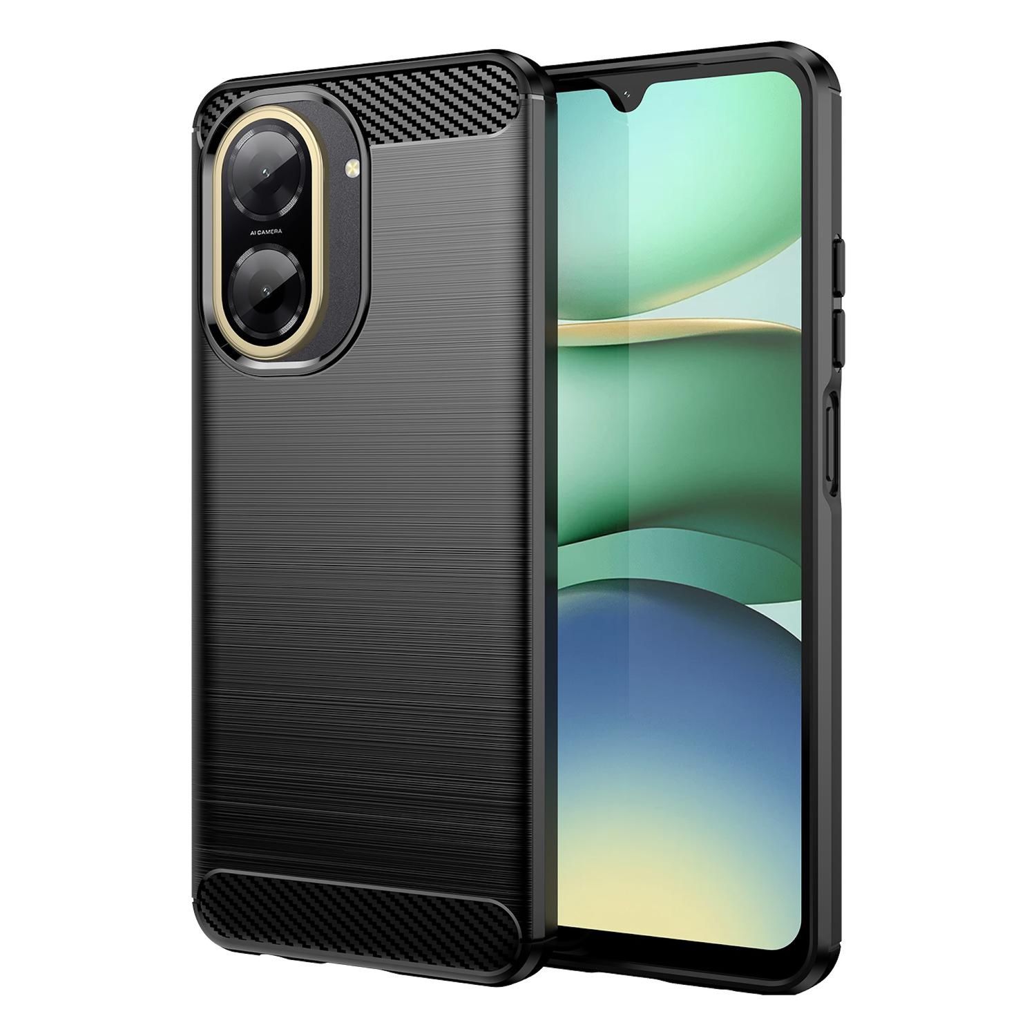 F&uuml;r Xiaomi Redmi A5 4G / Poco C71 Carbon Design TPU H&uuml;lle Schwarz 