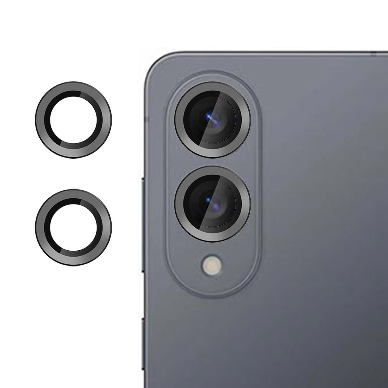 F&uuml;r Samsung Galaxy S25 Edge 5G Aluminium Ring + 9H Hart Glas Schwarz 