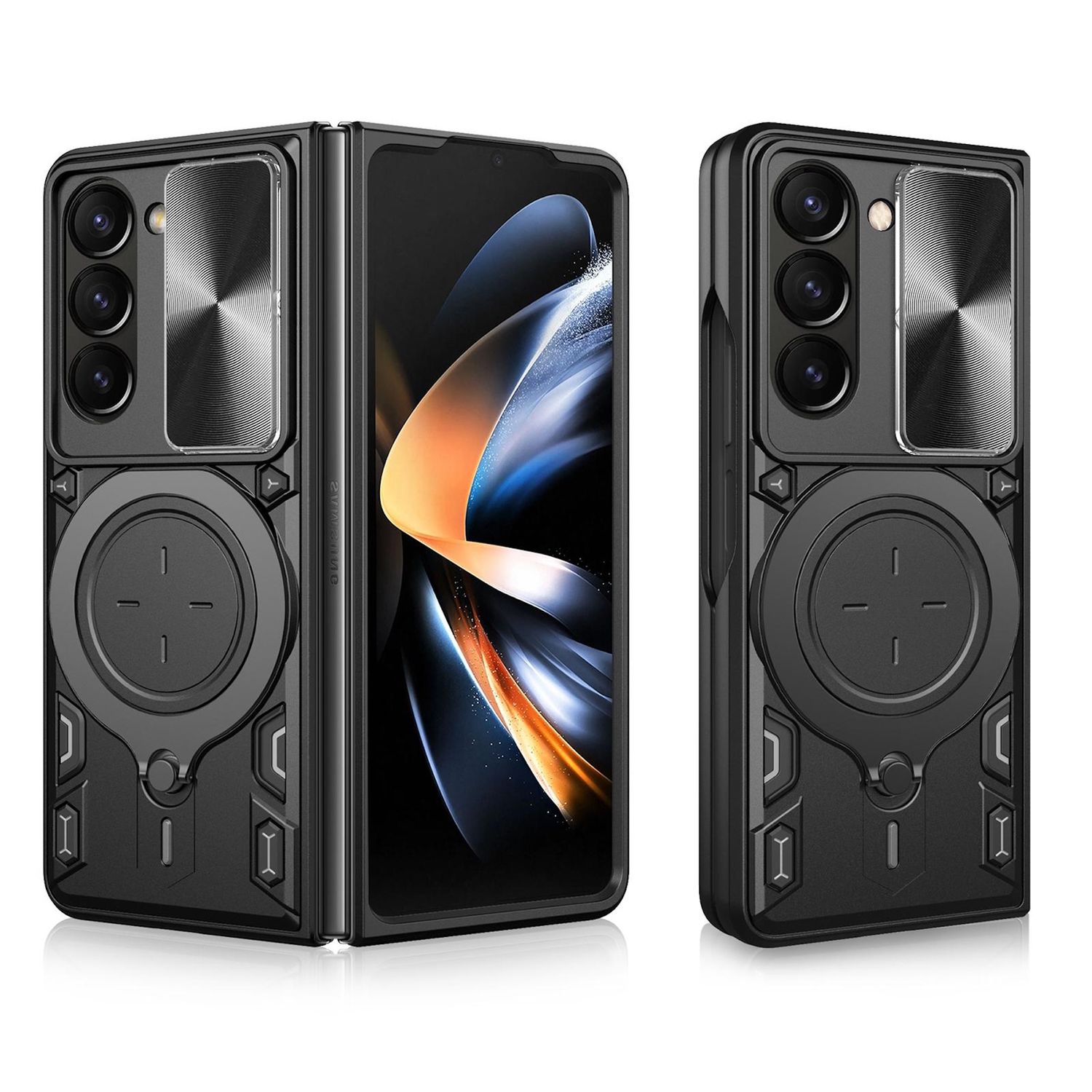 F&uuml;r Samsung Galaxy Z Fold7 5G Sliding Kamera TPU PC Ring H&uuml;lle Schwarz 